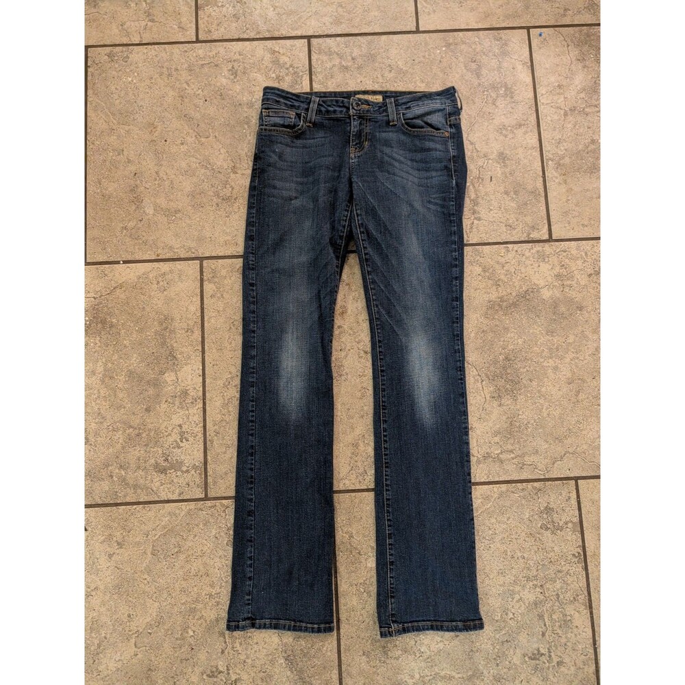 GUESS Jeans Womens 27 Blue Stretch Denim Bootcut Low Rise Triangle Logo
